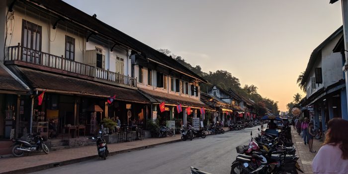 Luang Prabang's main street during sunset.