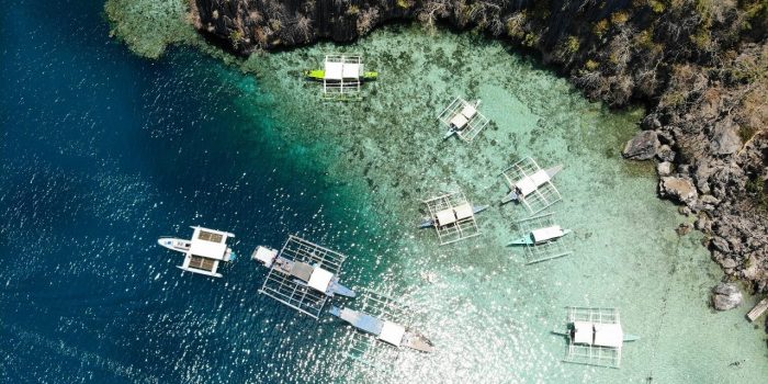 Coron Island from above in the Philippines.